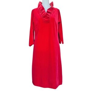 NWT Gretchen Scott Ruffneck Red Silky Velvet Dress Sz M‎